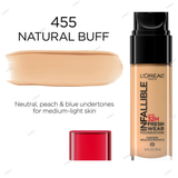 L'Oreal Paris Infallible 32 Hours Fresh Wear Foundation - 400 Pearl, 405 Porcelain, 410 Ivory, 415 Rose Ivory, 420 True Beige, 425 Linen, 430 Ivory Buff, 435 Rose Vanilla, 440 Natural Rose, 445 Vanilla, 450 Rose Beige, 455 Natural Buff, 465 Sand, 470 - Radiant Honey
