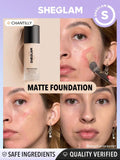 SHEGLAM Complexion Pro Long Lasting Breathable Matte Foundation - Linen, Buttercream, Porcelain, Fair, Chantilly, Bamboo, Shell, Nude, Acorn, Warm Vanilla, Sand, Peach, Honey, Butterscotch, Wheat, Golden