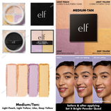 ELF Set It Bright Powder Quad - Fair, Fair Tan, Light, Light Medium, Medium Tan, Deep Rich