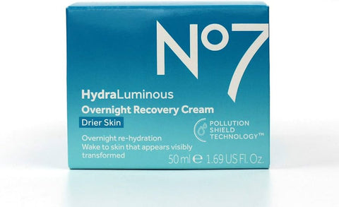 No7 HydraLuminous Overnight Recovery Cream Drier Skin 50ml