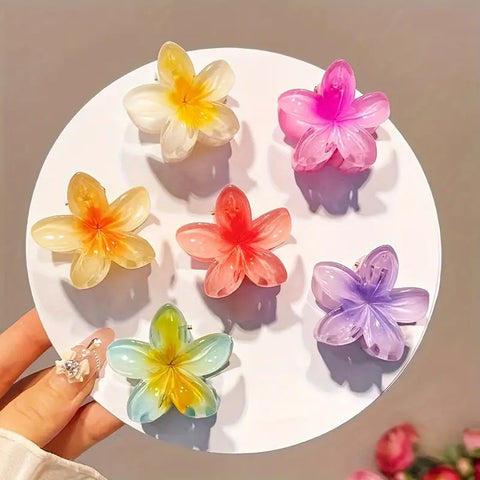 6pcs Gradient Flower Hair Clip Set | Mixed Colors