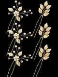 6pcs/Set Ladies' Gold-Tone Alloy Leaf & Flower Hair Pin Set - HA5