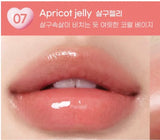 Peripera - Heart Jam Glow Lip - 01 Peach Fondue, 02 Berry Milk Tea, 03 Grapefruit Crush, 04 Honey Nut, 05 Berry Coke, 06 Cherry Smoothie, 07 Apricot Jelly, 08 Peach Crumble, 09 Cherry Filling