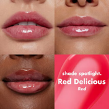 ELF - Glow Reviver Lip Oil - Crystal Clear - Clear, Honey Talks - Beige Brown, Pink Quartz - Sheer Light Pink, Coral Fixation -Sheer Coral, Jam Session - Black Cherry, Rose Envy - Rosewood, Red Delicious - Red, Money Mauve - Mauve, Hot as Fudge - Rich Brown, It's Giving Guava - Peachy Pink