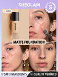 SHEGLAM Complexion Pro Long Lasting Breathable Matte Foundation - Linen, Buttercream, Porcelain, Fair, Chantilly, Bamboo, Shell, Nude, Acorn, Warm Vanilla, Sand, Peach, Honey, Butterscotch, Wheat, Golden