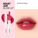 Peripera - Heart Jam Glow Lip - 01 Peach Fondue, 02 Berry Milk Tea, 03 Grapefruit Crush, 04 Honey Nut, 05 Berry Coke, 06 Cherry Smoothie, 07 Apricot Jelly, 08 Peach Crumble, 09 Cherry Filling