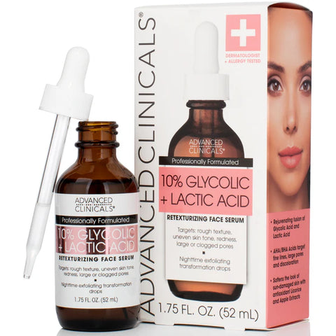 ADVANCED CLINICALS 10% GLYCOLIC + Lactic Acid SERUM 52ML
