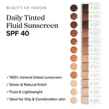 Buy Beauty of Joseon Daily Tinted Fluid Sunscreen in shades LP100, LN110, LP110, MP200 in Pakistan