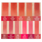 ETUDE - Fixing Tint - 1 Analog Rose, 2 Vintage Red, 3 Mellow Peach,4 Ginger Milk Tea, 5 Midnight Mauve, 6 Soft Walnut, 7 Cranberry Plum, 8 Dusty Beige, 10 Smokey Cherry, 11 Rose Blending, 12 Salmon Brick