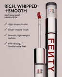 Fenty Beauty Fenty Icon Velvet Liquid Lipstick - Fashion Fiend - warm rose nude, Fiyaproof - maple red