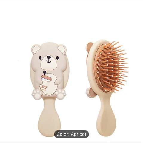 1pc Cute Cartoon Bear Hairdressing Comb - Apricot