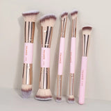 Shop 5 Pcs Professional Makeup Brushes in colors Black Beige, Black Golden, Apricot, Pink in Pakistan