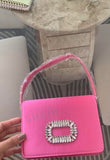 Shein -  Rhinestone Buckle Decorated Satin Bag pink
