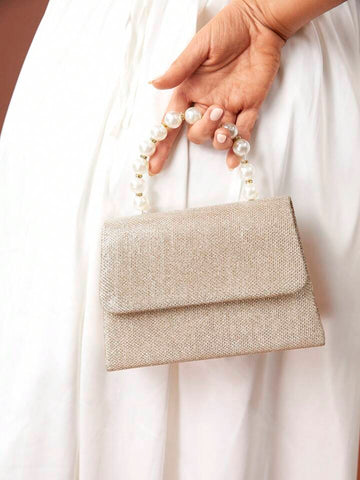 Shein - Golden Pearl Handle Hand Bag