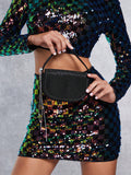 Shein - Rhinestone Black Bag