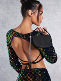 Shein - Rhinestone Black Bag