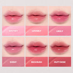 TIRTIR Waterism Glow Tint Mini in shades 01 Mauve Rose, 02 Merry Coral, 03 Sand Mond, 04 Fig Peach, 05 Scotch Shot, 06 Honey Nut, 07 Cassis Plum, 08 Summer Pumpkin, 09 Salmon Syrup, 10 Heart Berry, 11 Applum, 12 Rich Rush, 13 Likely, 14 Rose Bell, 15 Grapen, 16 Tangering, 17 Aliven, 18 Cherrid, 19 Bad Rosy, 20 Fever Red