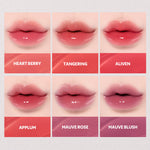 TIRTIR Waterism Glow Tint Mini in shades 01 Mauve Rose, 02 Merry Coral, 03 Sand Mond, 04 Fig Peach, 05 Scotch Shot, 06 Honey Nut, 07 Cassis Plum, 08 Summer Pumpkin, 09 Salmon Syrup, 10 Heart Berry, 11 Applum, 12 Rich Rush, 13 Likely, 14 Rose Bell, 15 Grapen, 16 Tangering, 17 Aliven, 18 Cherrid, 19 Bad Rosy, 20 Fever Red