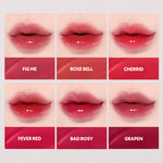 TIRTIR Waterism Glow Tint Mini in shades 01 Mauve Rose, 02 Merry Coral, 03 Sand Mond, 04 Fig Peach, 05 Scotch Shot, 06 Honey Nut, 07 Cassis Plum, 08 Summer Pumpkin, 09 Salmon Syrup, 10 Heart Berry, 11 Applum, 12 Rich Rush, 13 Likely, 14 Rose Bell, 15 Grapen, 16 Tangering, 17 Aliven, 18 Cherrid, 19 Bad Rosy, 20 Fever Red