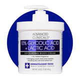 ADVANCED CLINICALS 10% Glycolic Acid + Lactic Acid Exfoliating Body Cream 454g