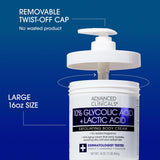 ADVANCED CLINICALS 10% Glycolic Acid + Lactic Acid Exfoliating Body Cream 454g