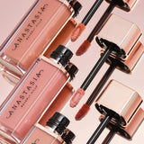 Anastasia Beverly Hills Lip Velvet Liquid Lipstick - Crush - soft beige, Pure Hollywood - pale mauve nude, Peachy Nude - light peachy nude, Pale Mauve - light mauvy taupe, Pink Sand - nude peachy pink, Softy - soft pink nude, Hush Rose - rosy pink