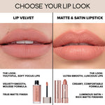 Anastasia Beverly Hills Lip Velvet Liquid Lipstick - Crush - soft beige, Pure Hollywood - pale mauve nude, Peachy Nude - light peachy nude, Pale Mauve - light mauvy taupe, Pink Sand - nude peachy pink, Softy - soft pink nude, Hush Rose - rosy pink