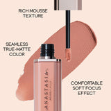 Anastasia Beverly Hills Lip Velvet Liquid Lipstick - Crush - soft beige, Pure Hollywood - pale mauve nude, Peachy Nude - light peachy nude, Pale Mauve - light mauvy taupe, Pink Sand - nude peachy pink, Softy - soft pink nude, Hush Rose - rosy pink