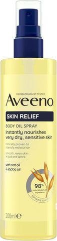 Aveeno Skin Relief Body Oil Spray instantly nourishes very dry, sensitive skin With Oat Oil & Jojoba Oil