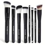MAANGE 8pcs Makeup Face Brush Set - Apricot, Black, Pink