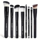 MAANGE 8pcs Makeup Face Brush Set - Apricot, Black, Pink