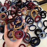 Boho Chic Seamless Elastic Hair Ties - Black, Candy Colors, Dark Hair Ties, Morandi Colors, Multi Color