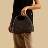 Weave Textured Hobo Bag Brown