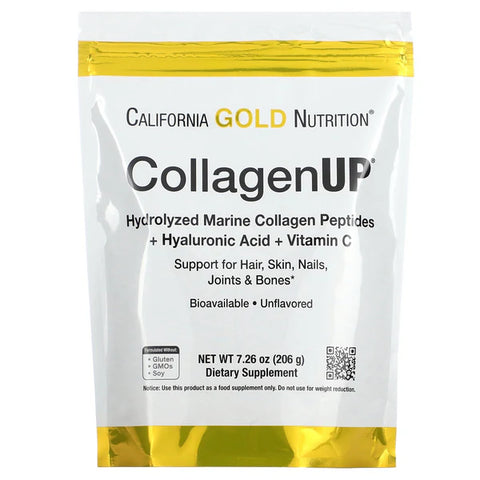 California Gold Nutrition, CollagenUP, Hydrolyzed Marine Collagen Peptides with Hyaluronic Acid and Vitamin C, Unflavored, 7.26 oz (206 g)