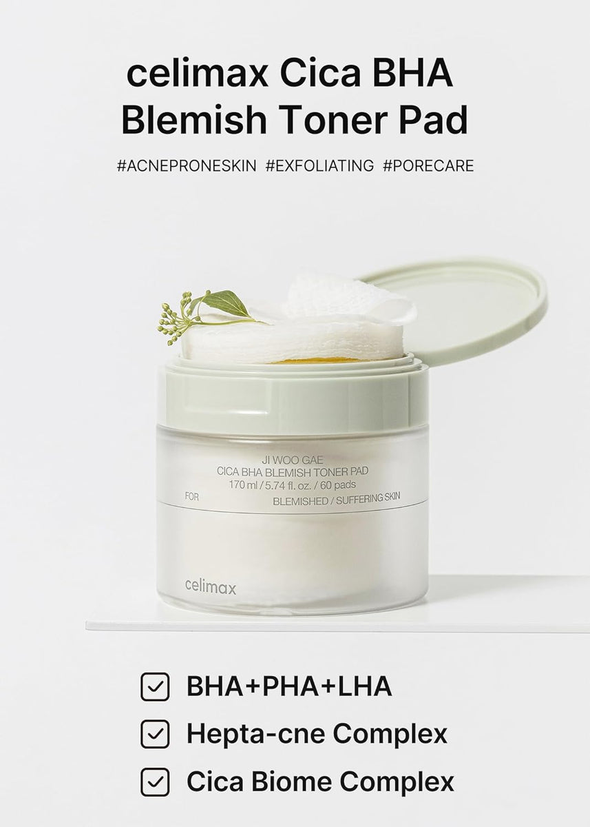 Celimax JIWOOGAE Cica BHA Blemish Toner 60 Pads Expiry 09 - 2027 – Dubuypk