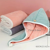 Coral Fleece Double Layer Thickened Hair Drying Water Towel - Pink And White, Pink Grey, Pink Green, Blue Grey