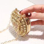 Crystal Rhinestone Heart Clutch Bag