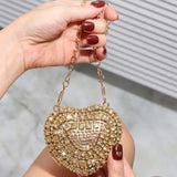 Crystal Rhinestone Heart Clutch Bag