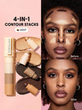 SHEGLAM Multi-Glam Face Pen-Medium Contour Stick - Light, Tan, Medium, Mocha, Cacao, Deep