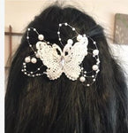 SHEIN 2pcs Faux Pearl Butterfly Design Hair Clip