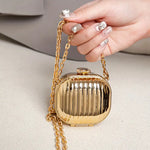 Trendy Acrylic Chain Crossbody Shoulder Box Clutch | Golden, Silvery