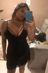 SHEIN Contrast Lace Bow Front Cami Nightdress