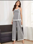 SHEIN Lace Trim Cami Top & Pants PJ Set