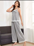SHEIN Lace Trim Cami Top & Pants PJ Set