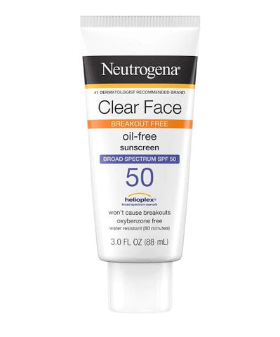 Neutrogena Clear Face Break-Out Free Liquid Lotion Sunscreen Broad Spectrum SPF 50 88 ml