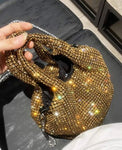 SHEIN Mini Evening Bag Rhinestone Decor Glamorous Gold
