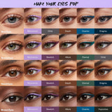 Kosas Soulgazer-Intensifying Gel Eyeliner-Hypnotize|Intense Black Matte, Orbit|Smokey Gray Matte, Allure|Dark Brown Matte Depth|Warm Brown Matte, Mesmerize|Soft Lilac Matte, Gravitate|Creamy Beige Matte, Enigma|Blackened Blue Satin, Eternal|Emerald Green Satin, Bewitch|Night Violet Satin, Cosmic|Deep Aqua Satin