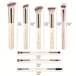 MAANGE 8pcs Makeup Face Brush Set - Apricot, Black, Pink