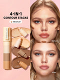 SHEGLAM Multi-Glam Face Pen-Medium Contour Stick - Light, Tan, Medium, Mocha, Cacao, Deep