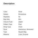SHEIN Mini Rhinestone Decor Chain Square Bag